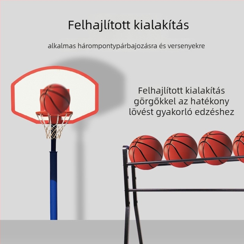 Hárompontos dobóedző kocsi mozgatható tárolópolccal, öntöttvas kosárállvány, megerősített kivitel