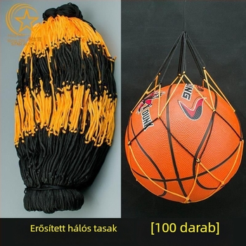 Kosárlabda- és röplabda hálós táska, hálós zsebbel, 100 darabos készlet