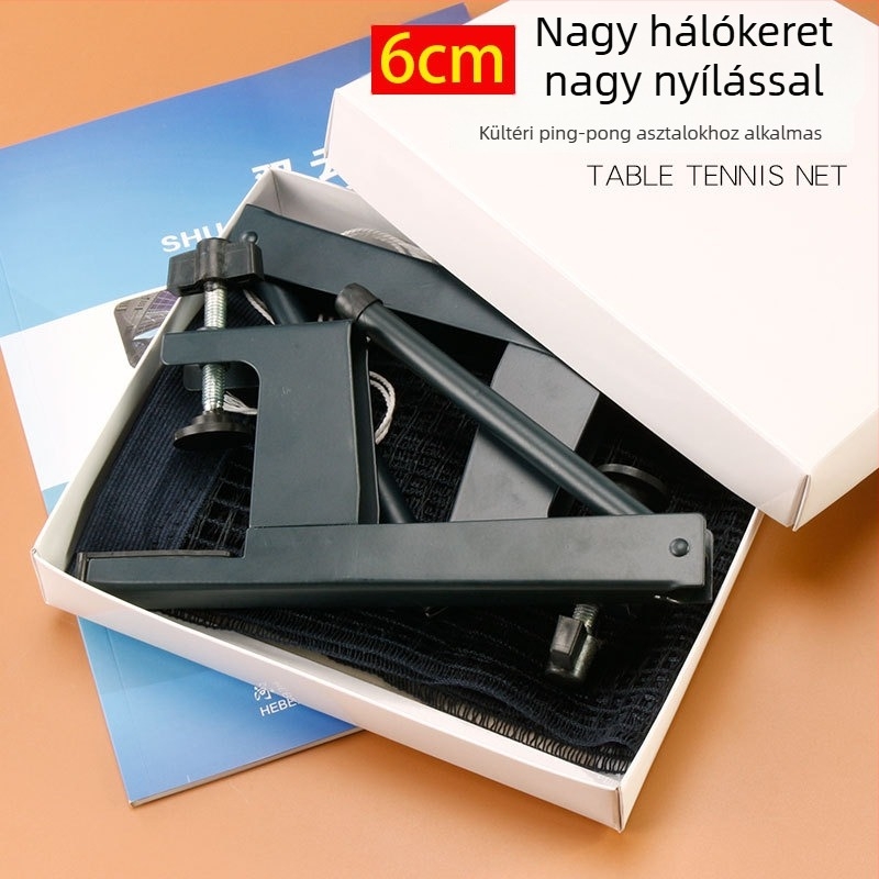 Hordozható beltéri asztalitenisz háló és tartó készlet; anyag: nylon és poliészter-pamut; tömeg 0,85 kg; márka Double Cloud; alkalmas badmintonra és teniszre