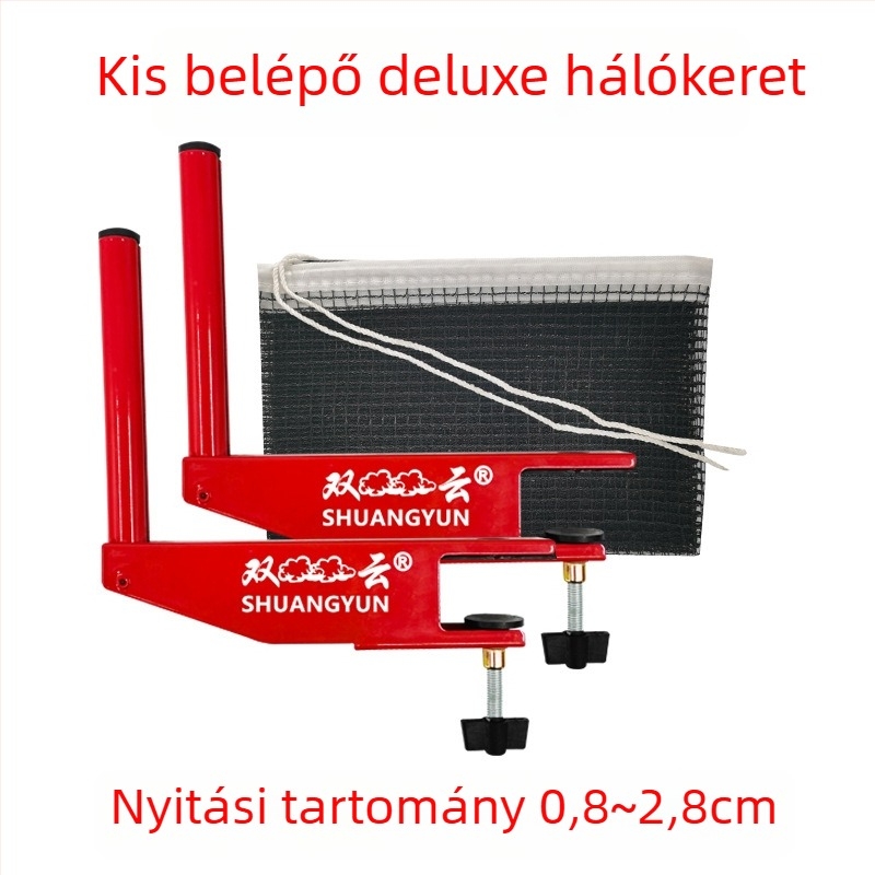Hordozható beltéri asztalitenisz háló és tartó készlet; anyag: nylon és poliészter-pamut; tömeg 0,85 kg; márka Double Cloud; alkalmas badmintonra és teniszre