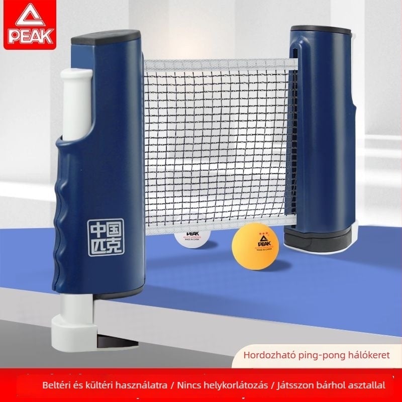 Peak asztalitenisz háló keret, vastagított, hordozható és kihúzható, poliészter, 330 g, beltéri/kültéri