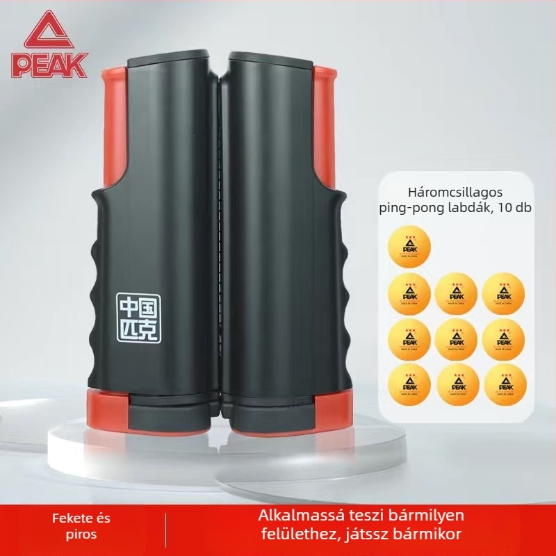 Peak asztalitenisz háló keret, vastagított, hordozható és kihúzható, poliészter, 330 g, beltéri/kültéri