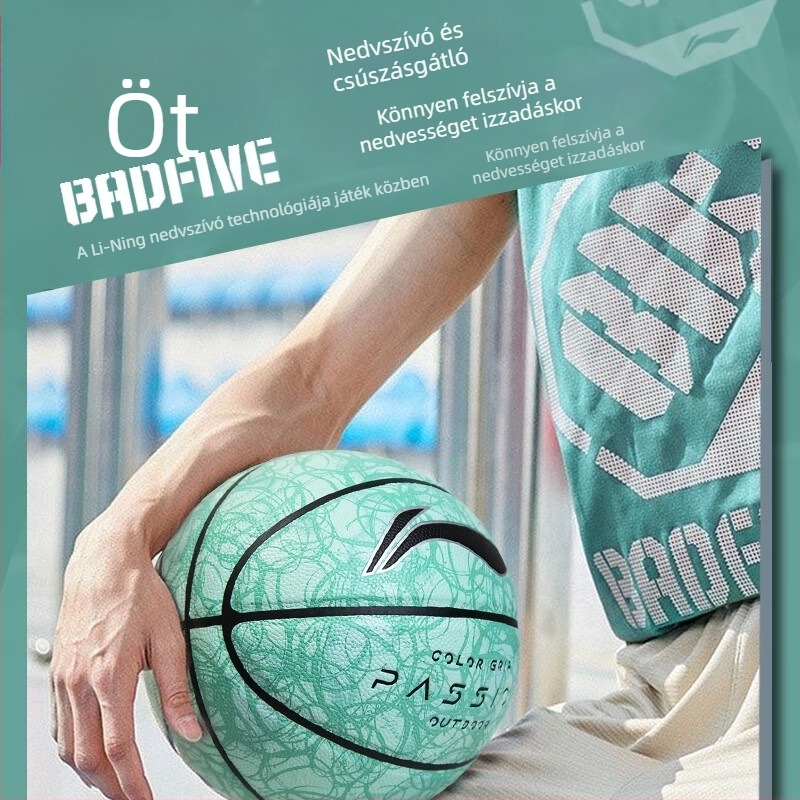 Li-Ning Kosárlabda No.7, felnőttek és fiatalok számára, beltéri és kültéri cementpályákhoz, nedvszívó, kopásálló PU anyag, versenyre és edzésre