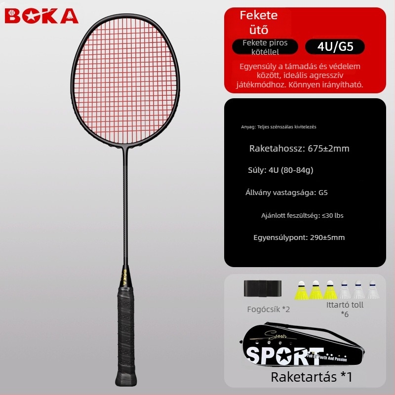 Boca 4U6U tollasütő – ultra könnyű, szénszálas keret, tömeg 80-84 g, markolat vastagsága G-5, vízszintes ütés