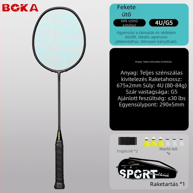 Boca 4U6U tollasütő – ultra könnyű, szénszálas keret, tömeg 80-84 g, markolat vastagsága G-5, vízszintes ütés