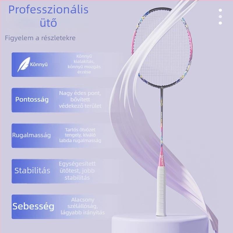 Youyou tollaslabdaütő – vasötvözetes keret, nylon háló, súly 95–100 g, közepes nyelet merevsége, kezdők számára