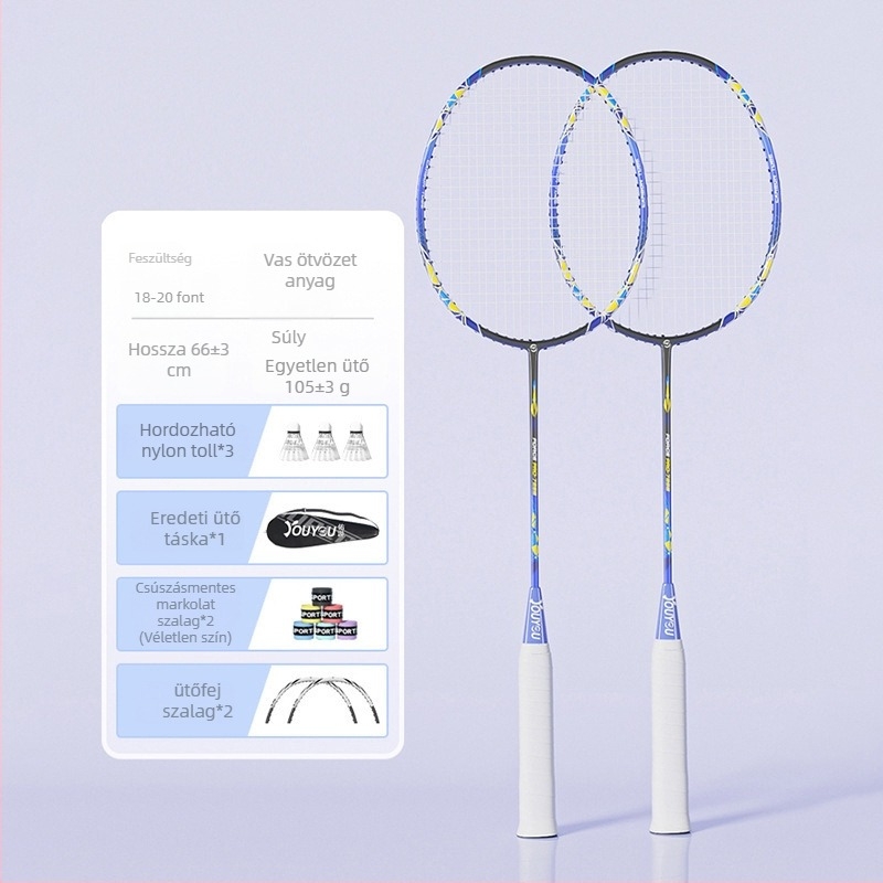 Youyou tollaslabdaütő – vasötvözetes keret, nylon háló, súly 95–100 g, közepes nyelet merevsége, kezdők számára