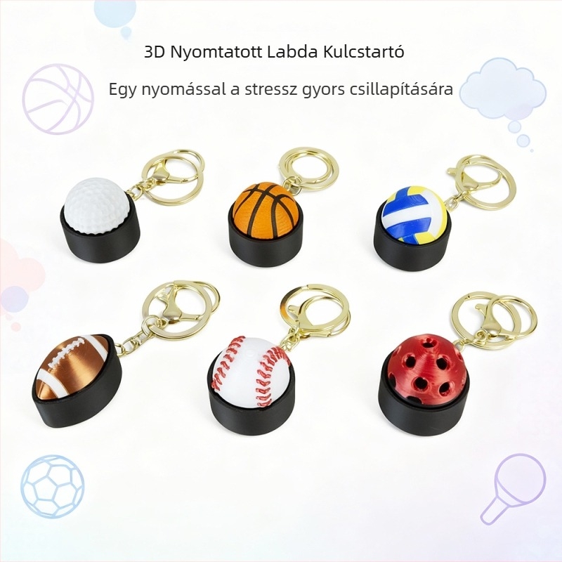 Bamboo 3D nyomtatott teniszlabda kulcstartó - PLA, divatos sportos medál