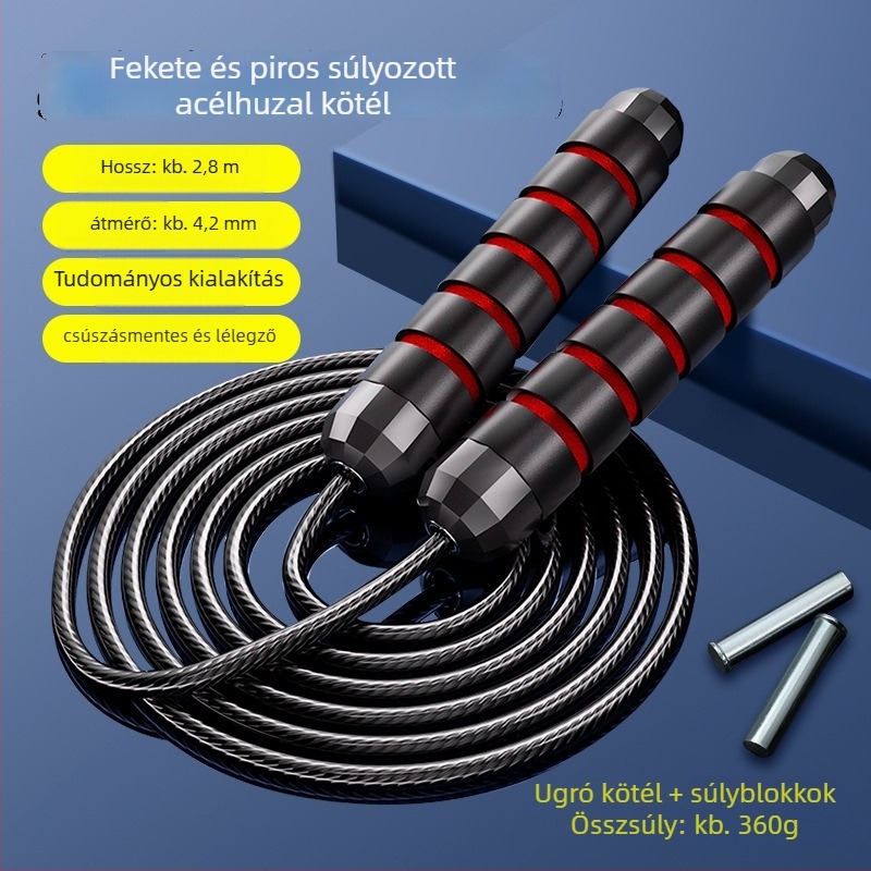 PVC bevonat acélhuzalos ugrókötél felnőtteknek és középiskolásoknak, teherbíró, edzésre használható