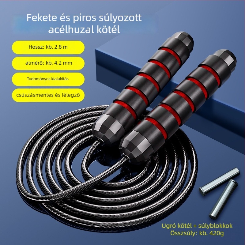 PVC bevonat acélhuzalos ugrókötél felnőtteknek és középiskolásoknak, teherbíró, edzésre használható