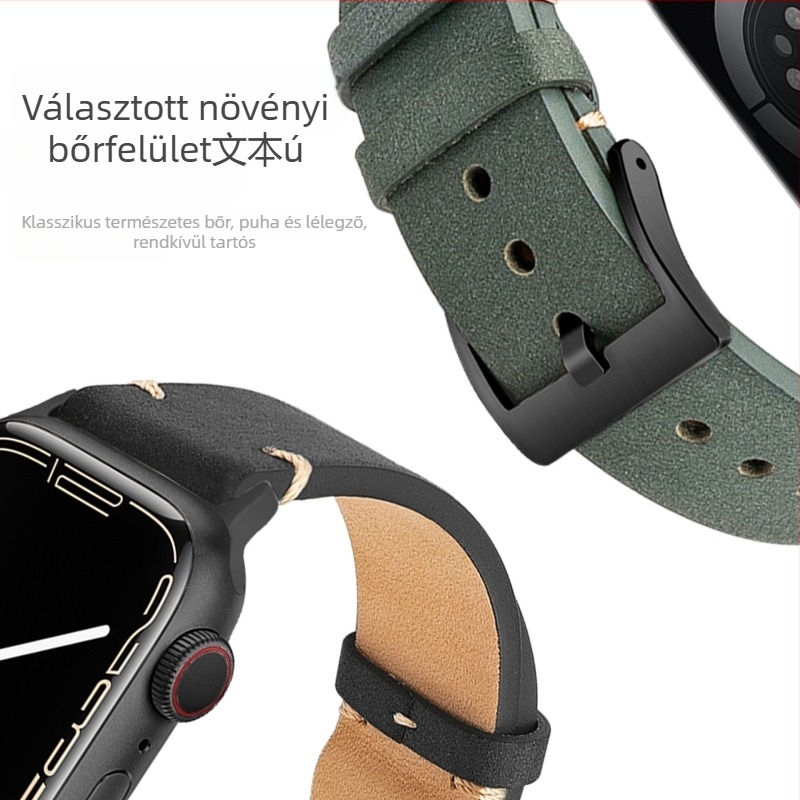 61S Valódi bőr Apple Watch‑hoz való óraszíj, 22 mm, kompatibilis S11/S10/S9/Ultra3/2
