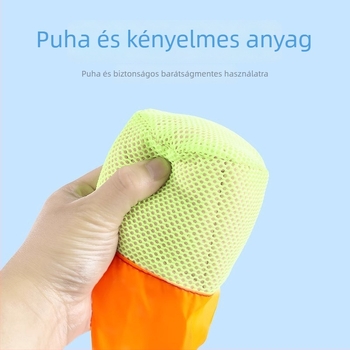 Kültéri szenzoros fejlesztő játék: homokzsák dobó készlet puha gömbökkel és szalagokkal, anyag: szövet, 4–6 éveseknek