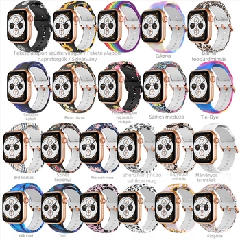 Szilikon óraszíj Apple Watch 38/42 mm, nyomtatott mintával, divatos dizájn, tűcsatos csat