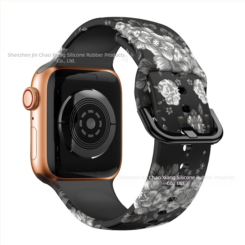 Szilikon óraszíj Apple Watch 38/42 mm, nyomtatott mintával, divatos dizájn, tűcsatos csat