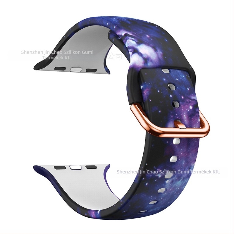 Szilikon óraszíj Apple Watch 38/42 mm, nyomtatott mintával, divatos dizájn, tűcsatos csat