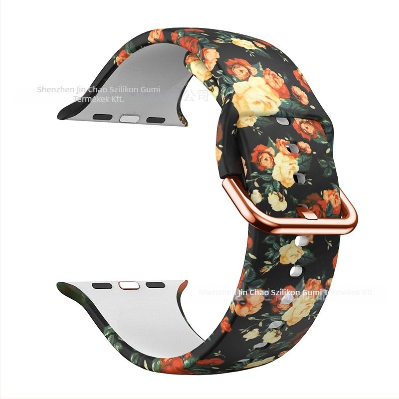 Szilikon óraszíj Apple Watch 38/42 mm, nyomtatott mintával, divatos dizájn, tűcsatos csat