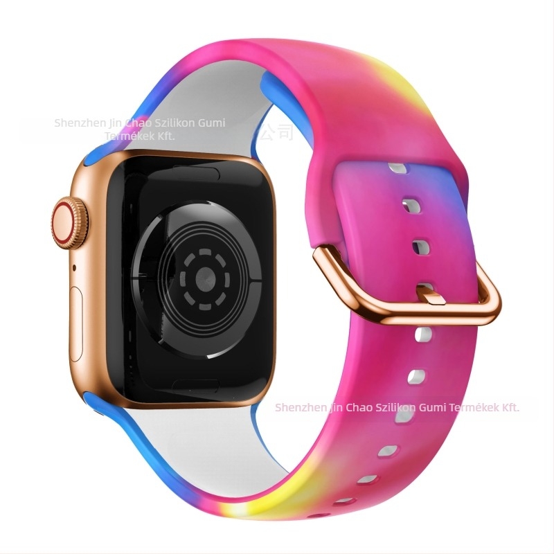 Szilikon óraszíj Apple Watch 38/42 mm, nyomtatott mintával, divatos dizájn, tűcsatos csat