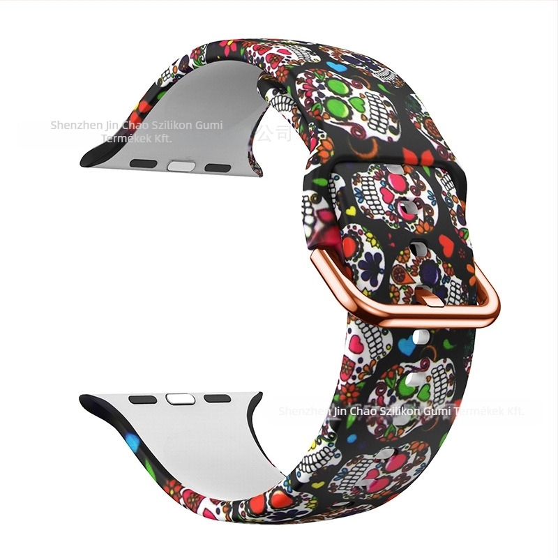 Szilikon óraszíj Apple Watch 38/42 mm, nyomtatott mintával, divatos dizájn, tűcsatos csat