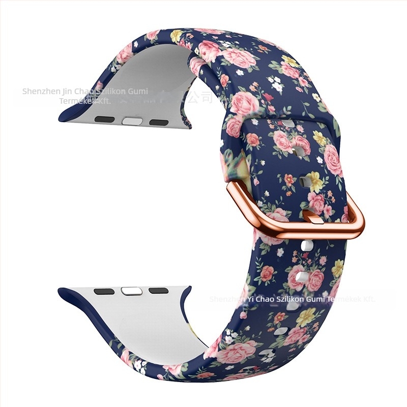Szilikon óraszíj Apple Watch 38/42 mm, nyomtatott mintával, divatos dizájn, tűcsatos csat