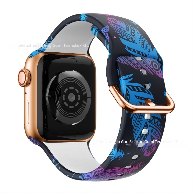 Szilikon óraszíj Apple Watch 38/42 mm, nyomtatott mintával, divatos dizájn, tűcsatos csat