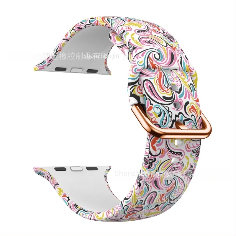 Szilikon óraszíj Apple Watch 38/42 mm, nyomtatott mintával, divatos dizájn, tűcsatos csat
