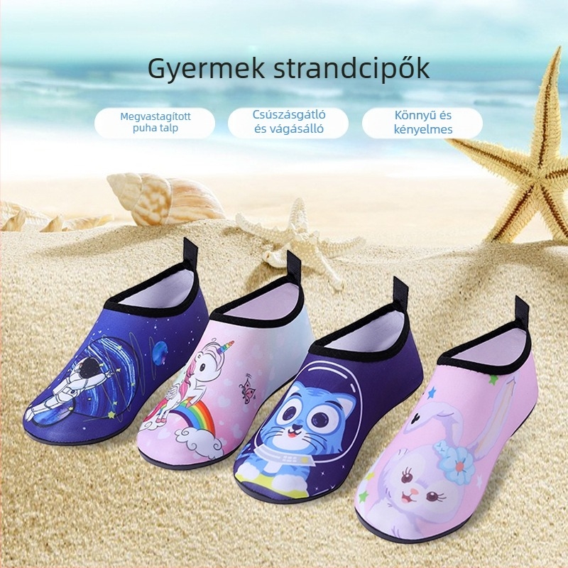 Gyerekeknek való tengerparti cipő vízi tevékenységekhez, csúszásmentes talppal, zoknik snorkelinghez, úszócipő, puha cipő mezítlábhoz