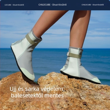 Chilocube Magas szárú strandcipő — uniszex, csúszásmentes, átütésálló vízicipő a strandon, sznorkelezéshez és folyóparti túrázáshoz, felnőtteknek