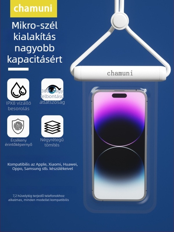 Vízálló telefontáska érintőképernyővel és úszó dizájnnal, úszáshoz és szabadtéri tevékenységekhez