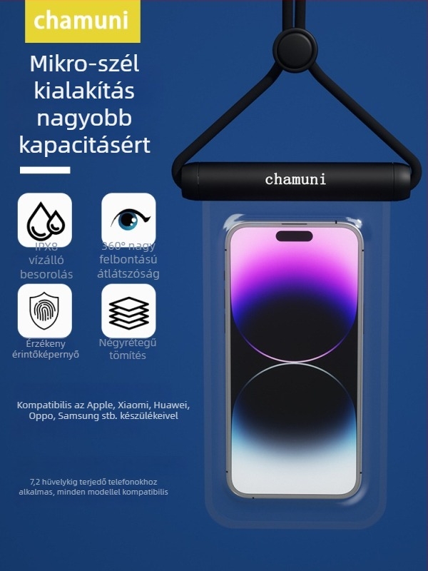 Vízálló telefontáska érintőképernyővel és úszó dizájnnal, úszáshoz és szabadtéri tevékenységekhez