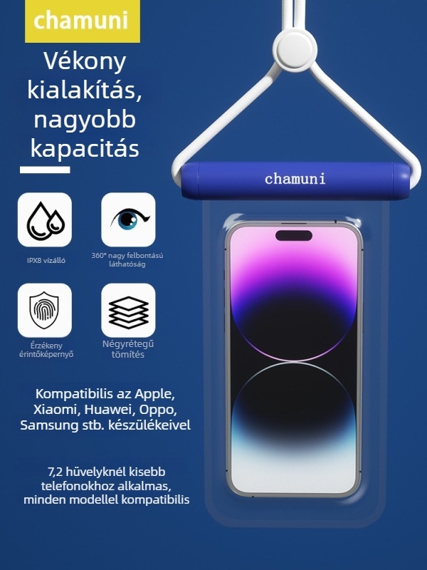 Vízálló telefontáska érintőképernyővel és úszó dizájnnal, úszáshoz és szabadtéri tevékenységekhez
