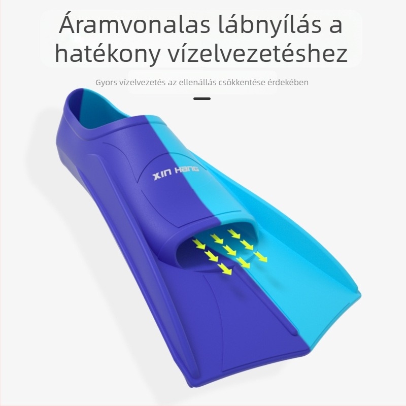 Szilikon kacsa alakú úszóuszonyok edzésre – rövid uszonyok a szabad stílushoz és béka rúgásokhoz, felnőtteknek és gyerekeknek.