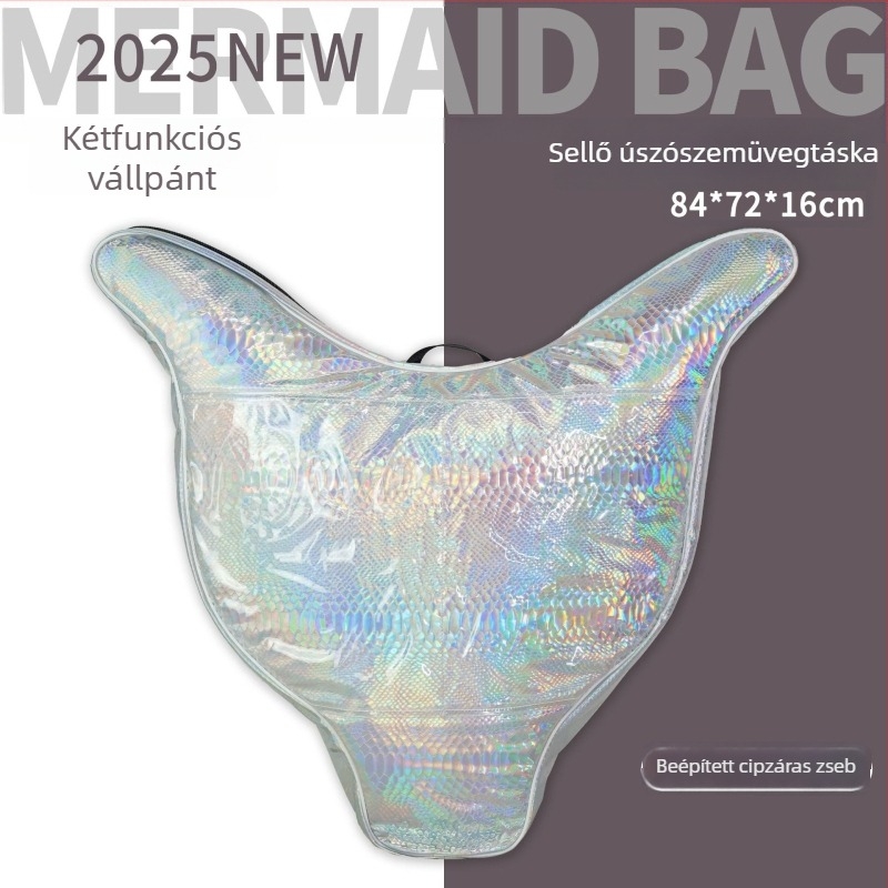 Összecsukható vízálló táska freedivinghez, uszó-kereles szép, mermaid farok dizájn, PVC, kapacitás 50, belső bélés