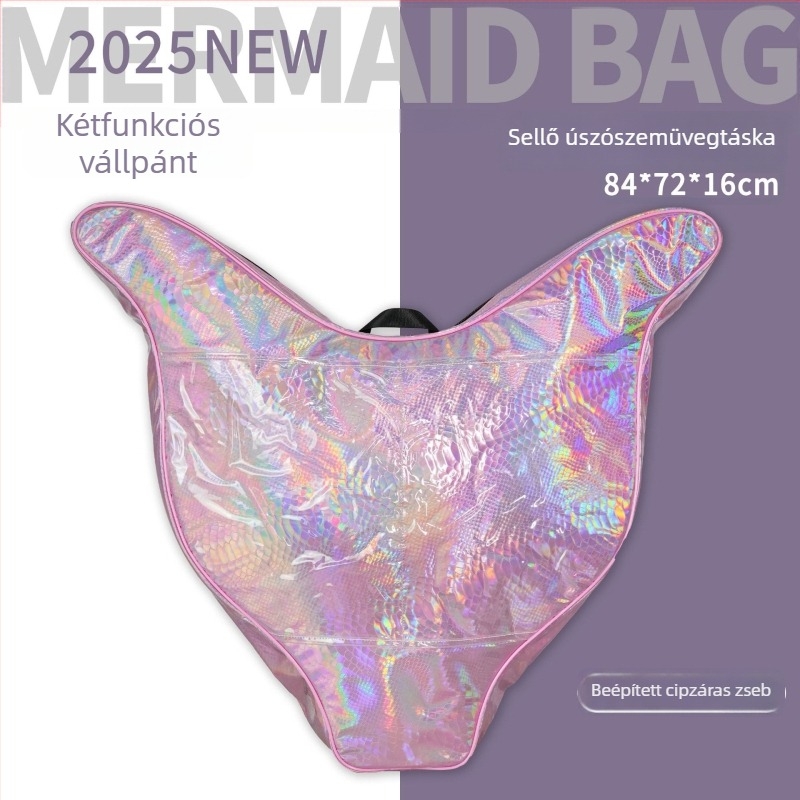 Összecsukható vízálló táska freedivinghez, uszó-kereles szép, mermaid farok dizájn, PVC, kapacitás 50, belső bélés