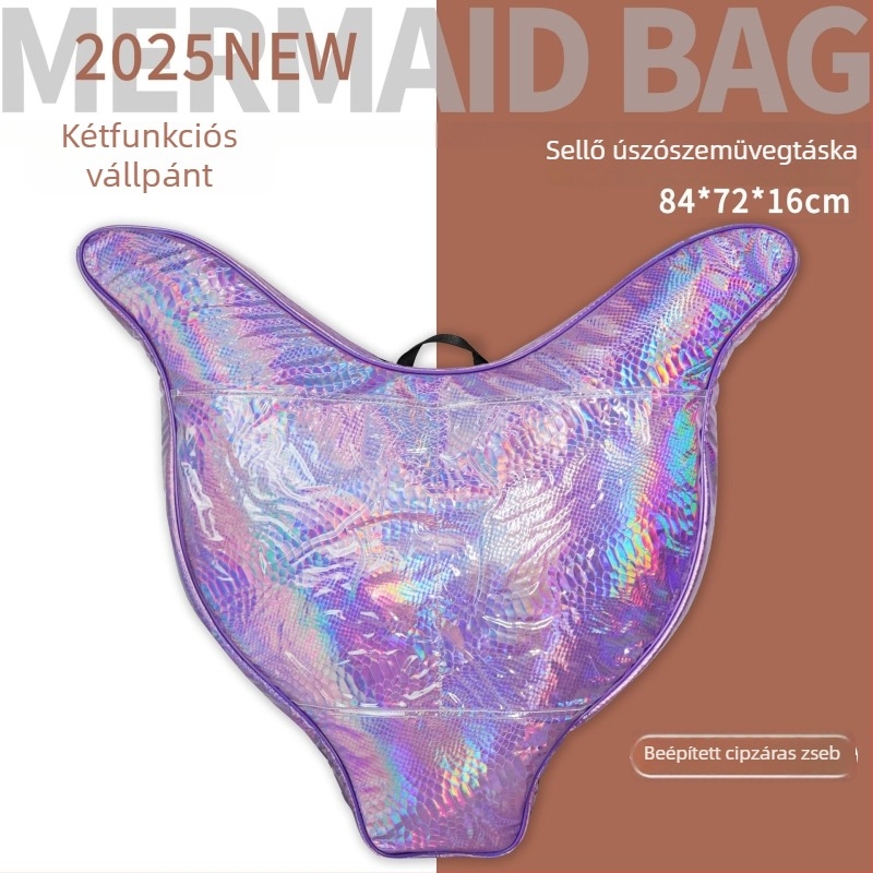 Összecsukható vízálló táska freedivinghez, uszó-kereles szép, mermaid farok dizájn, PVC, kapacitás 50, belső bélés
