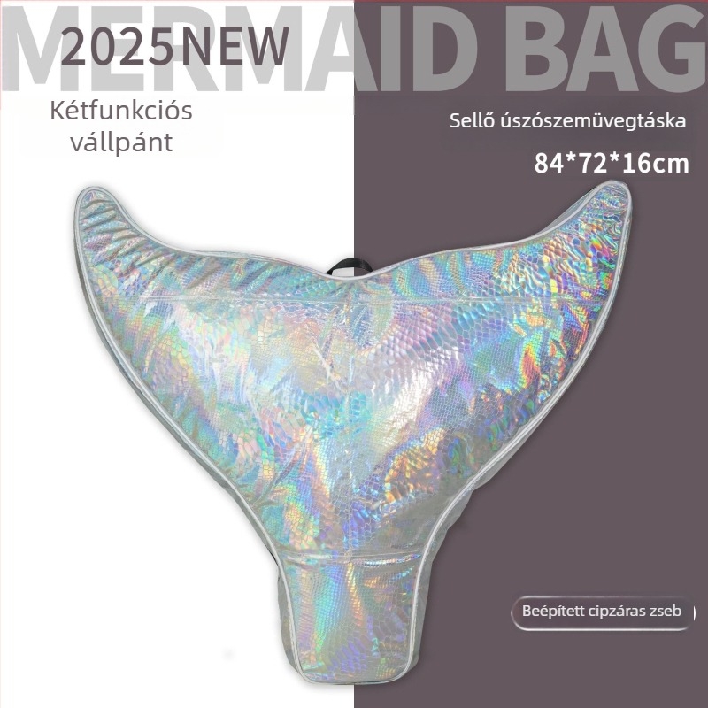 Összecsukható vízálló táska freedivinghez, uszó-kereles szép, mermaid farok dizájn, PVC, kapacitás 50, belső bélés