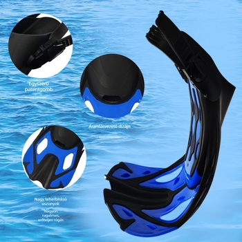 Állítható úszófinok edzéshez, rövid úszófinok snorkelzéshez és szabadtüdős merüléshez
