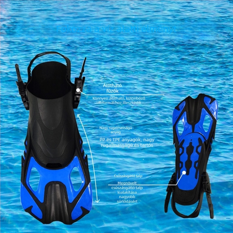 Állítható úszófinok edzéshez, rövid úszófinok snorkelzéshez és szabadtüdős merüléshez