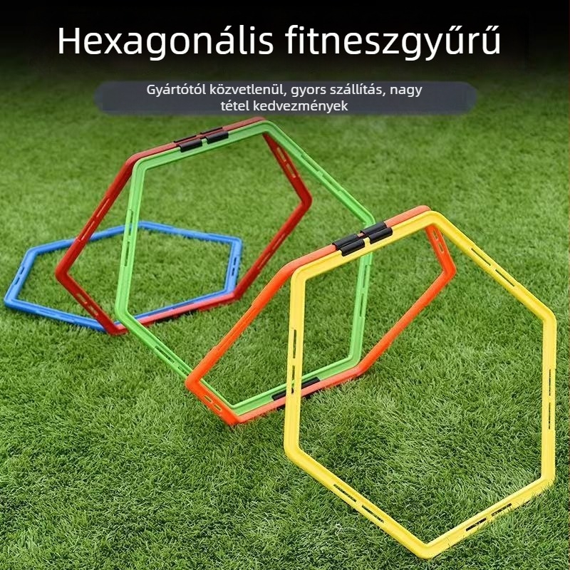 Hatszögletű agilítási kör labdakezeléshez és gyorsasági edzéshez, csattal, futballhoz és kosárlabdához