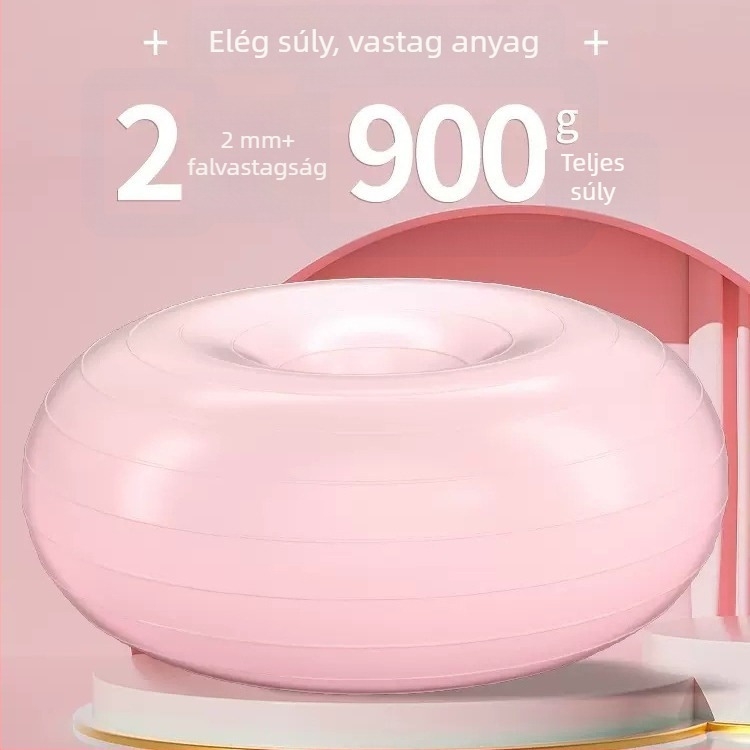 Fánk alakú jóga labda – robbanásbiztos, terheseknek és szülés utáni edzésre, core edzés és egyensúly – PVC, 900 g, felfújható