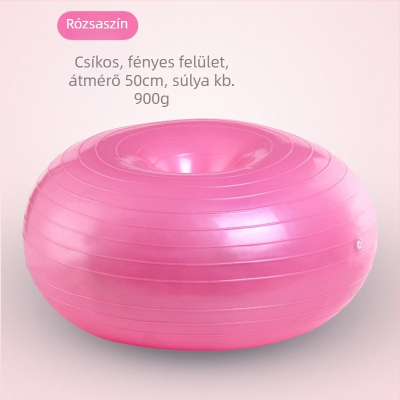 Fánk alakú jóga labda – robbanásbiztos, terheseknek és szülés utáni edzésre, core edzés és egyensúly – PVC, 900 g, felfújható