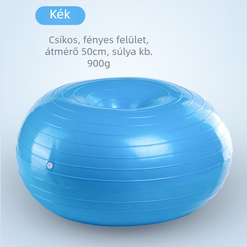 Fánk alakú jóga labda – robbanásbiztos, terheseknek és szülés utáni edzésre, core edzés és egyensúly – PVC, 900 g, felfújható