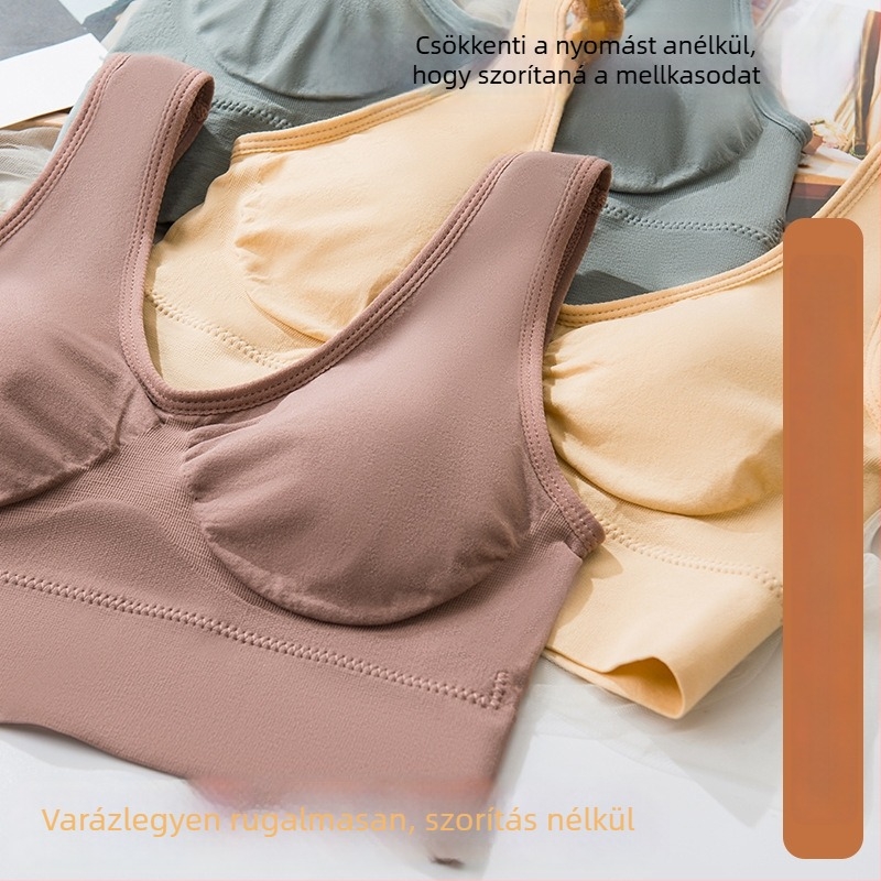 Nylonból készült vezeték nélküli sportmelltartó, teljes kosár, vékony formázott kosár, varratszegély nélküli hátsó rész, légáteresztő és kényelmes jóga, futás és alváshoz