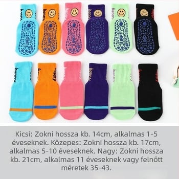 Gyerekeknek készült csúszásmentes padlószoknik, középmagasságú hosszú, betűkkel mintázat, lélegző kifésült pamutból, 3–8 évesek számára
