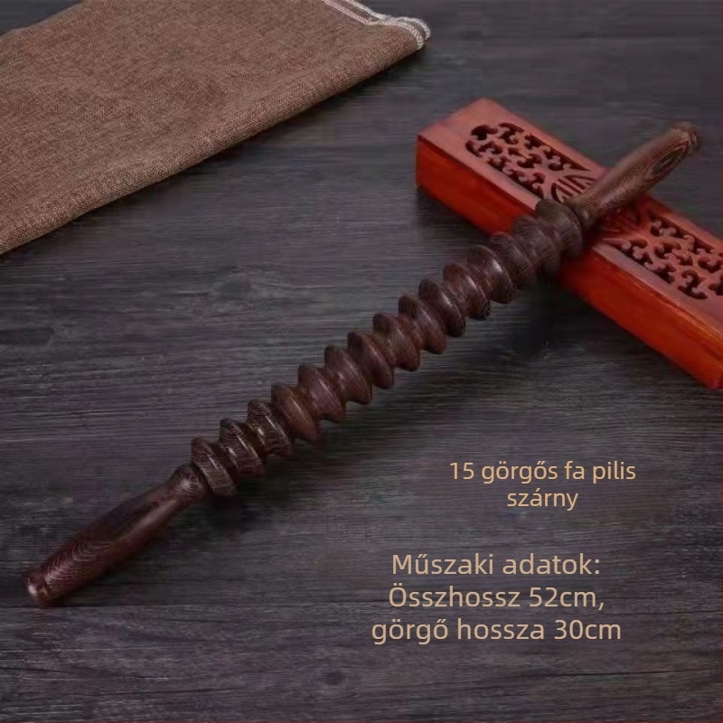 Fából készült masszírozó görgő – Redwood, hát- derék- és láb masszázs, jóga bot dizájn, modern minimalist stílus
