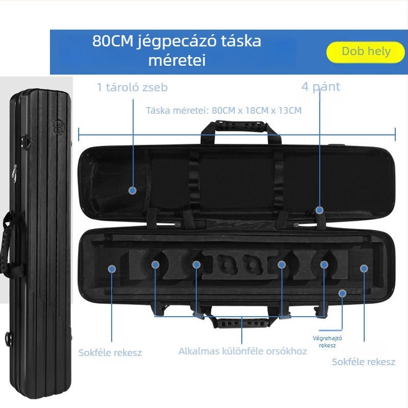 Source horgászbot táska - kemény tokkal, vízálló, nagy kapacitású, műanyag