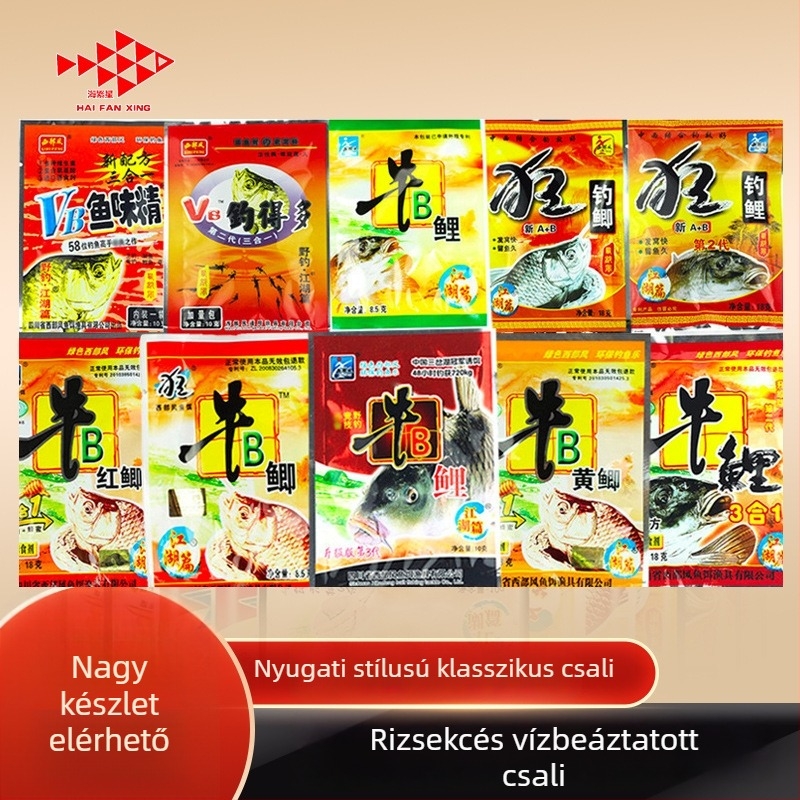 Rízsbázisú csali adalék ponty és karász részére, aromatizáló íz- és illatosító anyag a horgászathoz