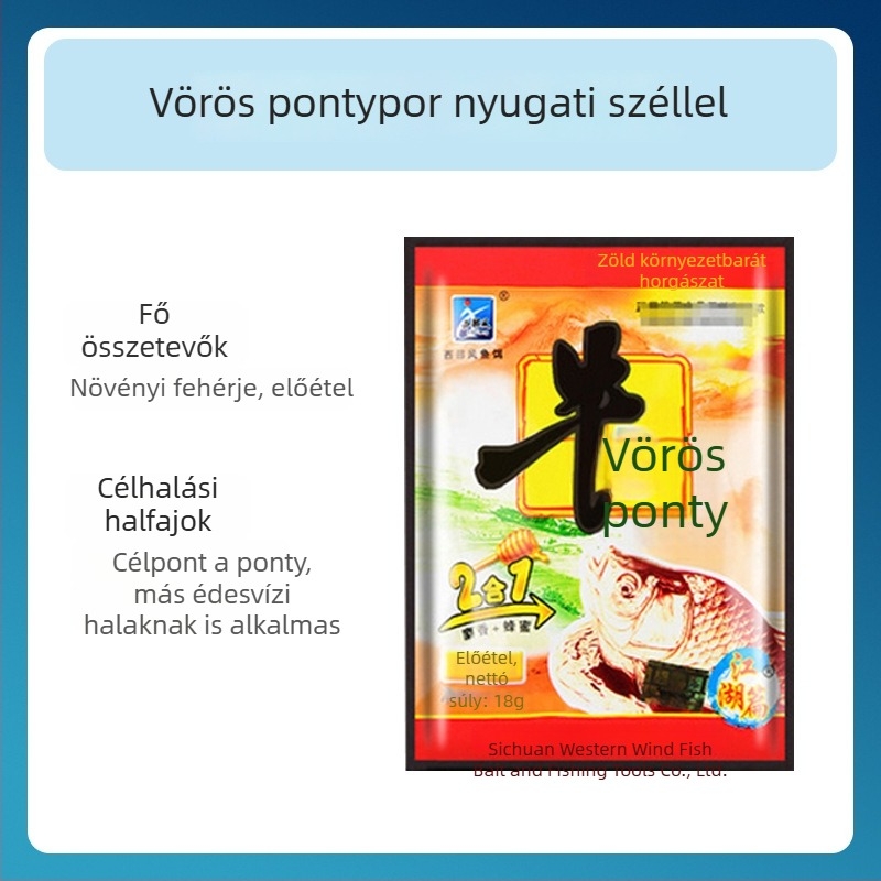 Rízsbázisú csali adalék ponty és karász részére, aromatizáló íz- és illatosító anyag a horgászathoz