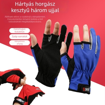 Horgász kesztyű félujjas és háromujjas kialakítás, jégselyem anyag, csúszásmentes, gyorsan száradó, ultra vékony