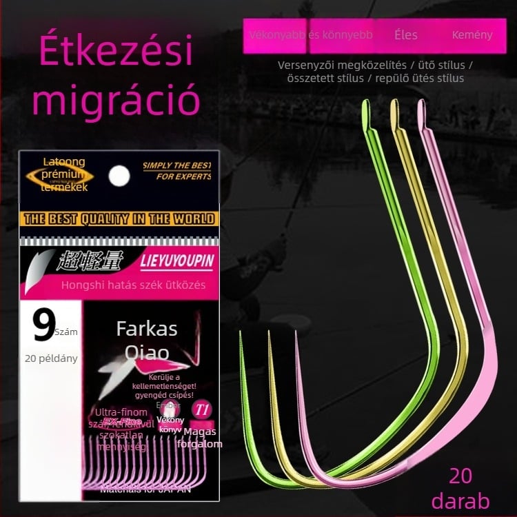 Pontyhorgászatra szánt horog – Barb-Free, titánium ötvözet, vékony szár