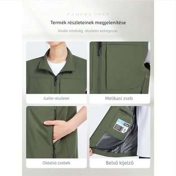 Egyedi logóval ellátott munkás mellény, vízálló, karcsúsított szabású